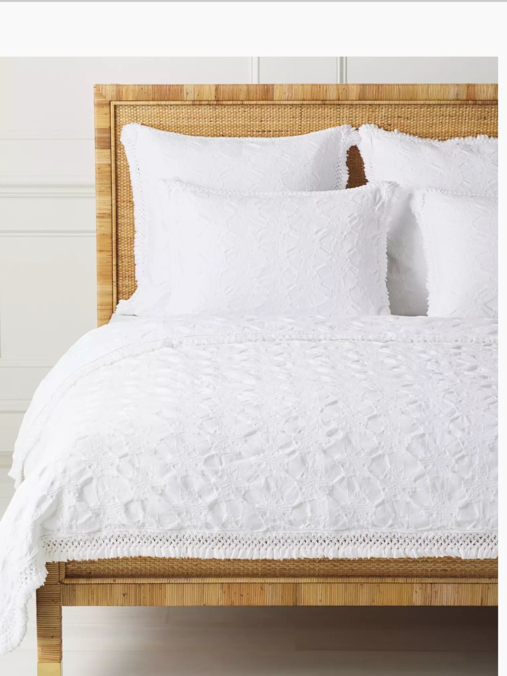 Serena & Lily Tivoli white full/queen coverlet with 2 euro shams and 2 standard